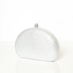 Crystal Clutch Silver Semicircle