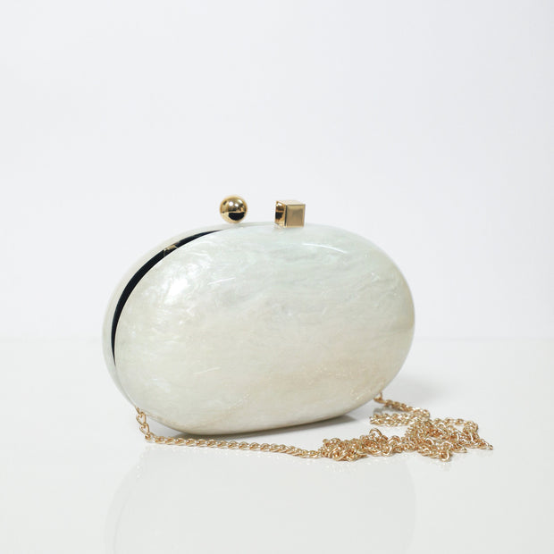 Pebble Ivory Acrylic Party Clutch with Sling