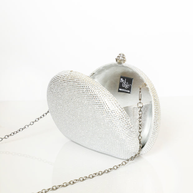 Crystal Clutch Silver Semicircle