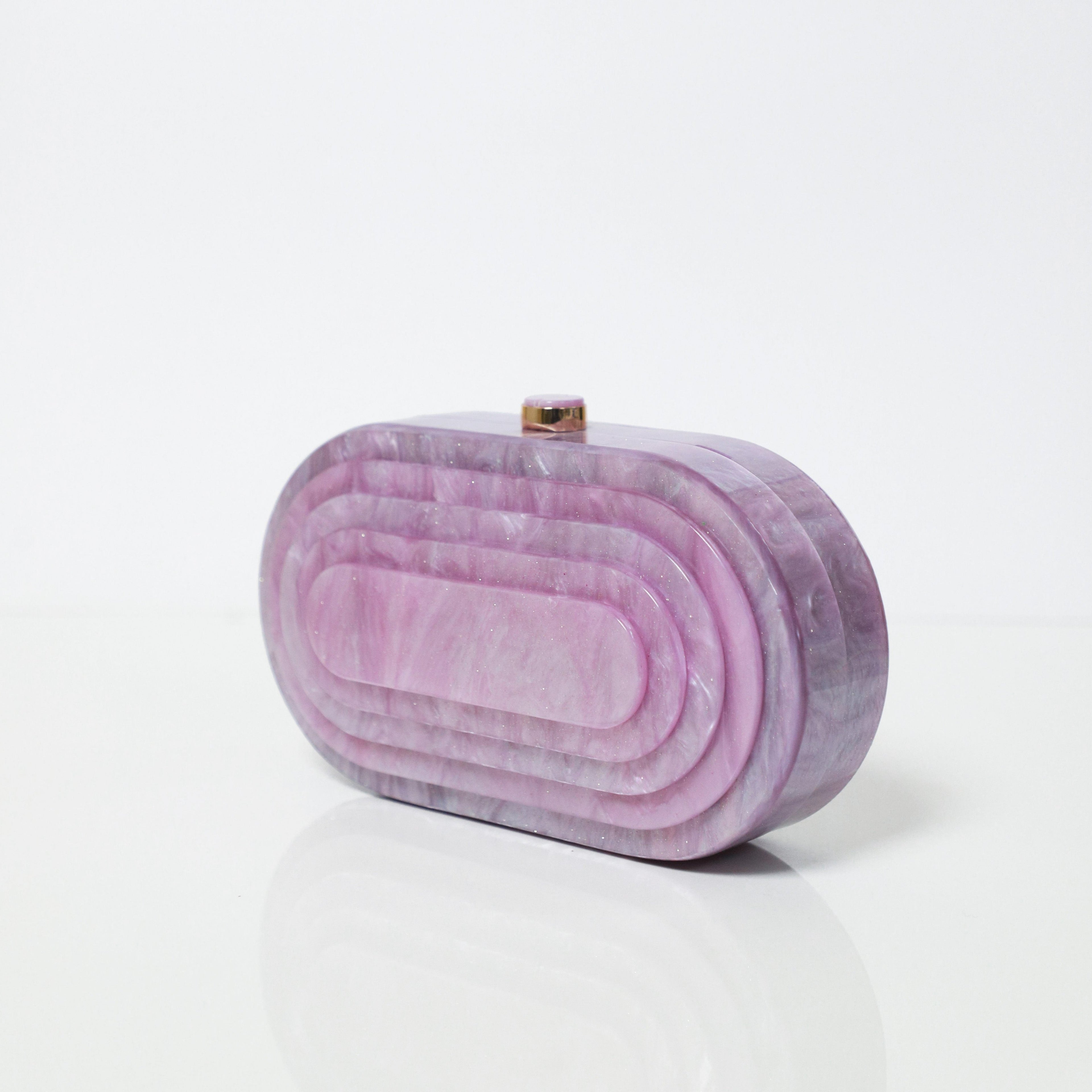 Lilac Acrylic Party Clutch with Detachable Sling