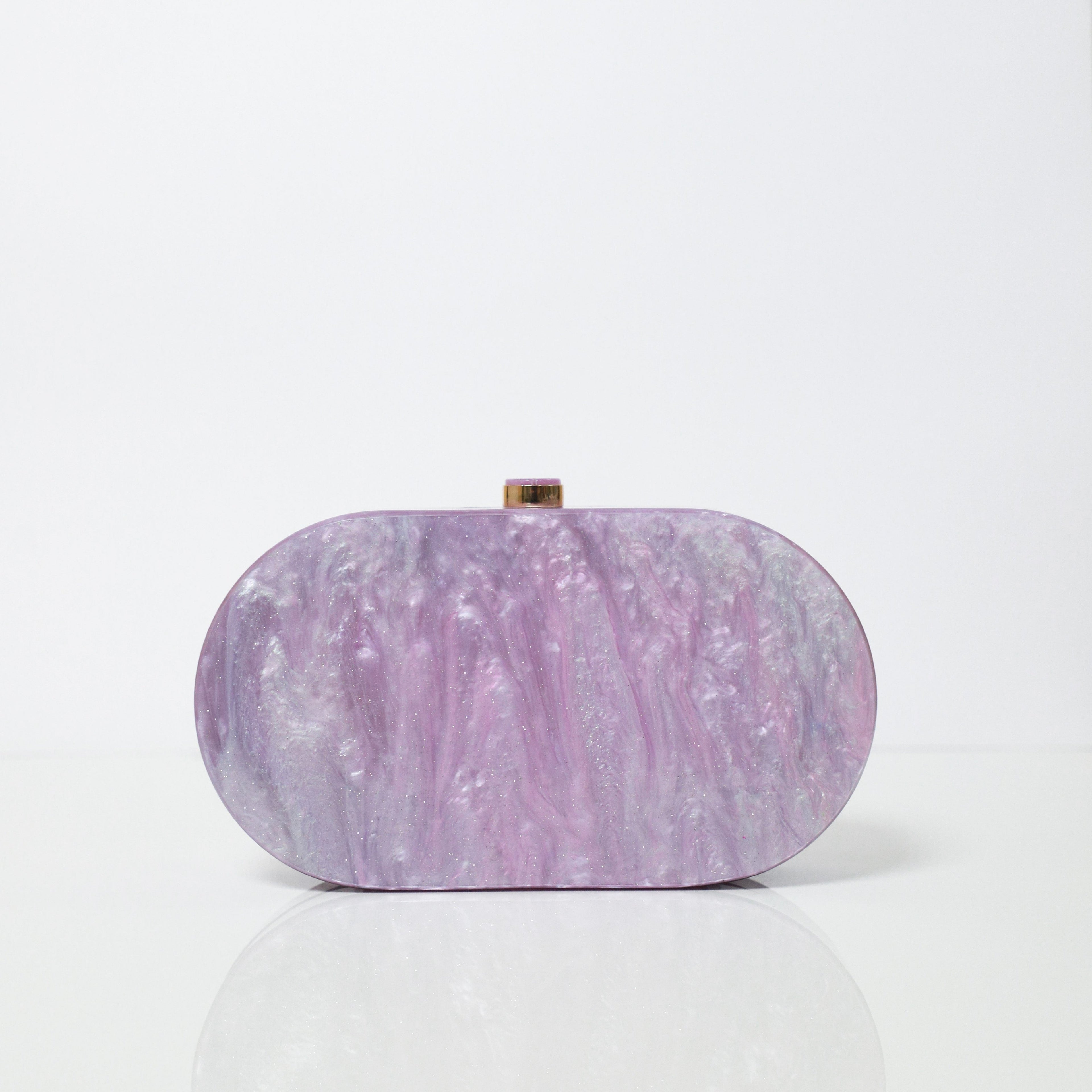 Lilac Acrylic Party Clutch with Detachable Sling