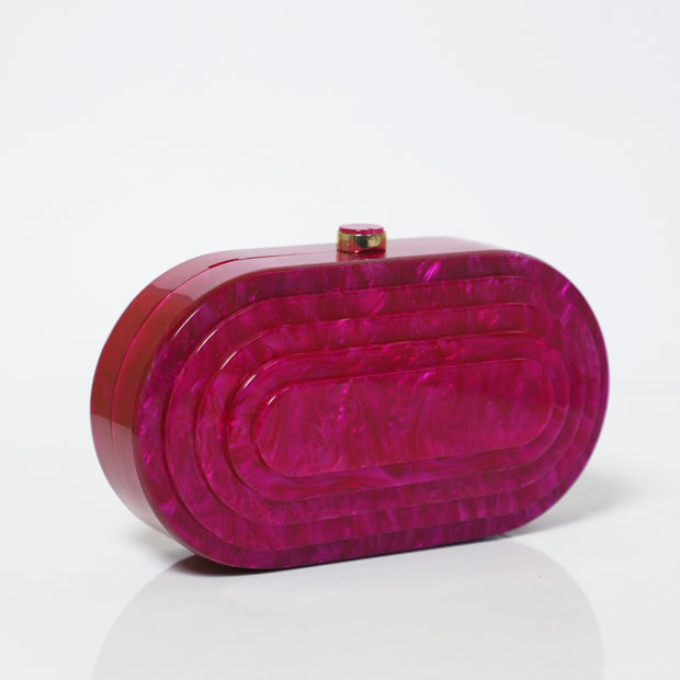 Fuschia Pink Acrylic Clutch with detachable Sling