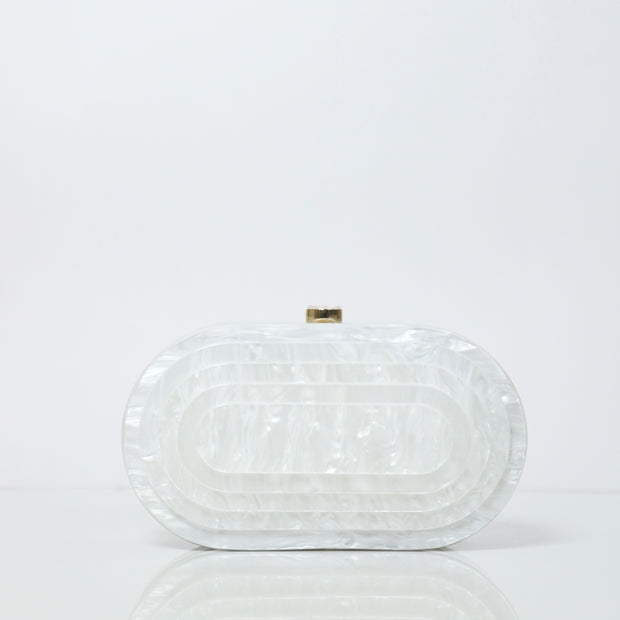 Statement White Acrylic Clutch with Detachable sling