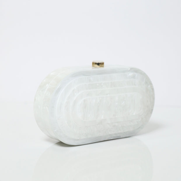 Statement White Acrylic Clutch with Detachable sling