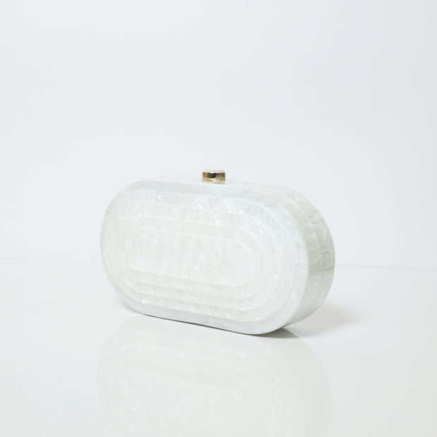 Statement White Acrylic Clutch with Detachable sling