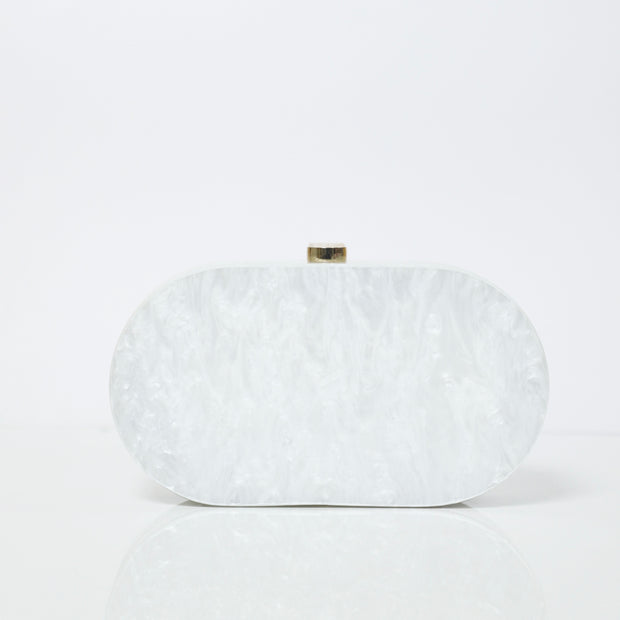 Statement White Acrylic Clutch with Detachable sling