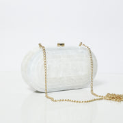 Statement White Acrylic Clutch with Detachable sling