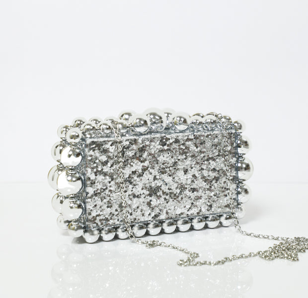 Silver Statement Clutch with Detachable Sling