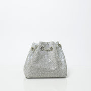 Silver Embellished Bucket Bag with Detachable Sling