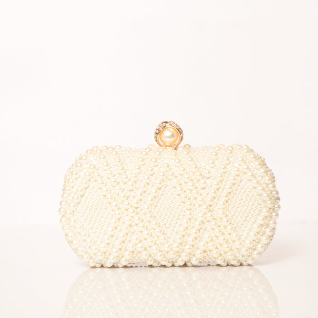 Twilight  Pearl Clutch Ivory