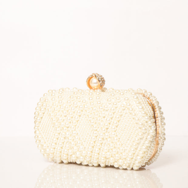 Twilight  Pearl Clutch Ivory