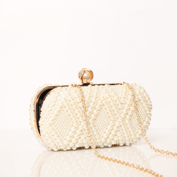 Twilight  Pearl Clutch Ivory