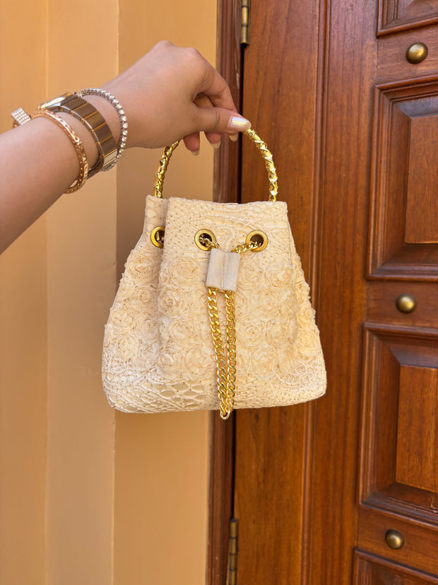 Ivory Bloom Bucket Bag