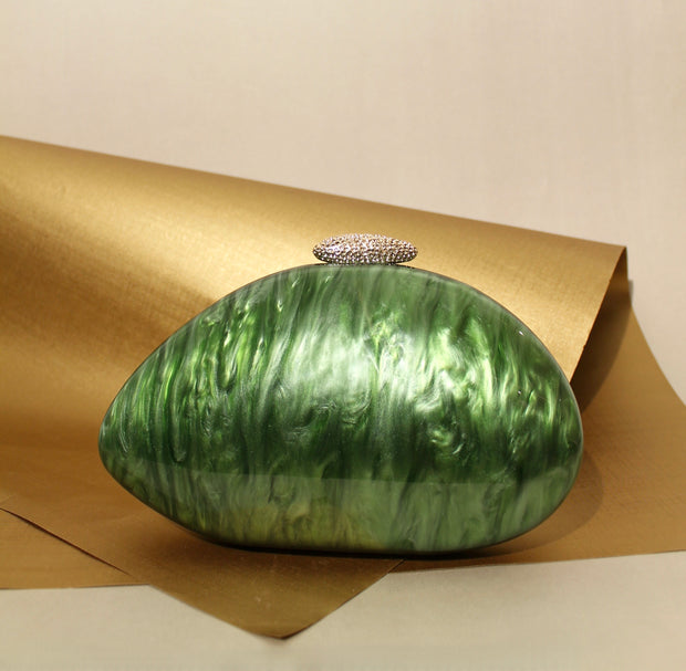 Green shell Acrylic clutch with Sling