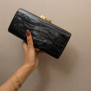 Rectangle Elegant  Acrylic Clutch Black | With crossbody Chain strap