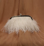 Feather Paradise Clutch Ivory | With Pearl Handle