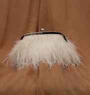 Feather Paradise Clutch Ivory | With Pearl Handle