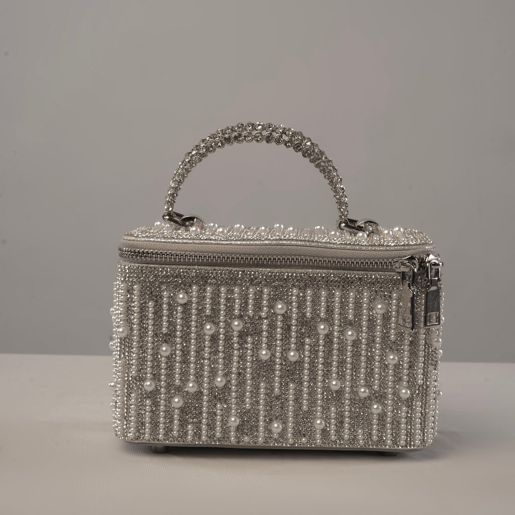 Silver Pearl Cascade Vanity Bag