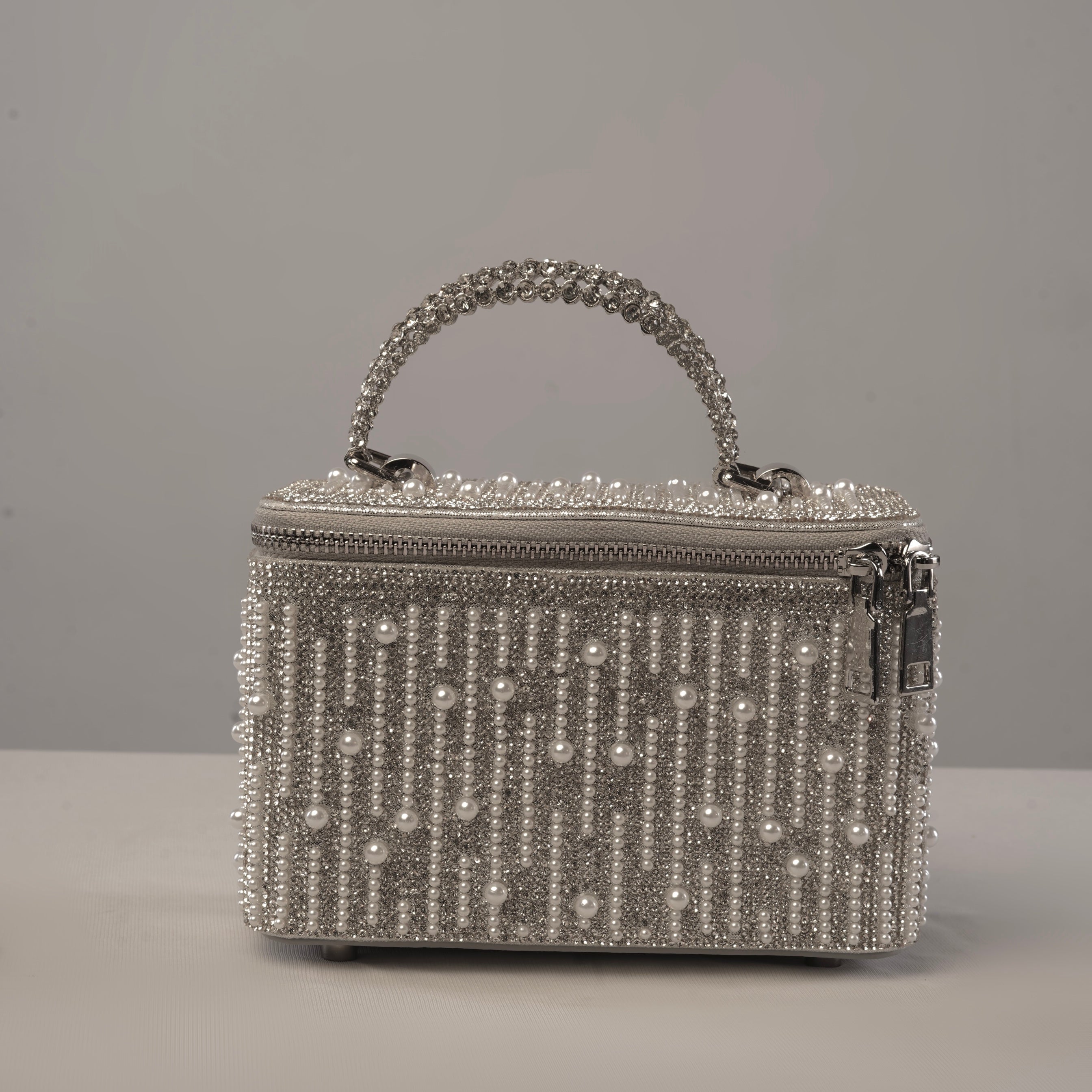 Silver Pearl Cascade Vanity Bag