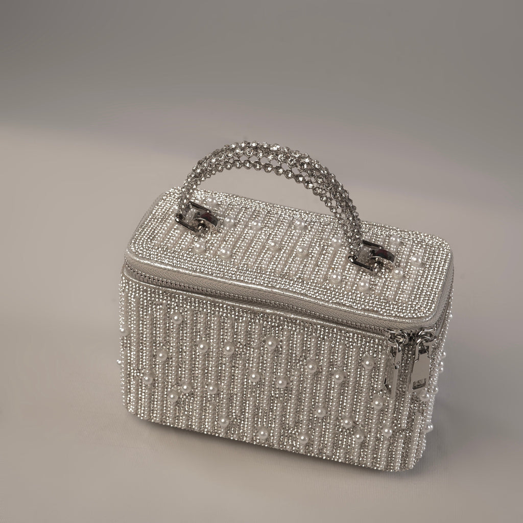 Silver Pearl Cascade Vanity Bag