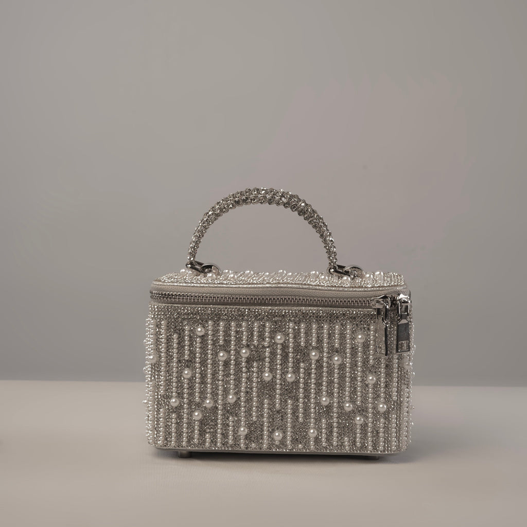 Silver Pearl Cascade Vanity Bag