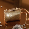 Gold Crystal Mini Box Clutch