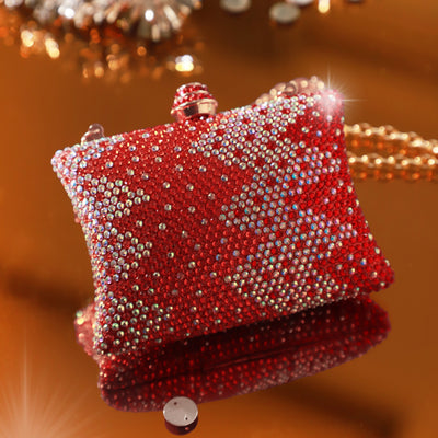 Ruby Red Ombre Crystal Box Clutch Mini