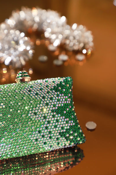 Emerald Green Ombre Crystal Box Clutch Mini hover image