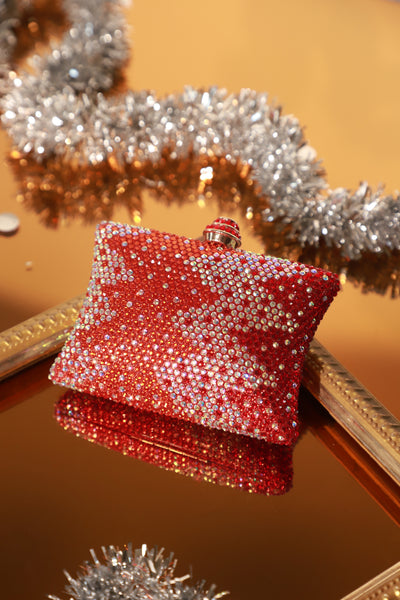 Ruby Red Ombre Crystal Box Clutch Mini hover image