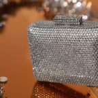 Silver Crystal Mini Box Clutch