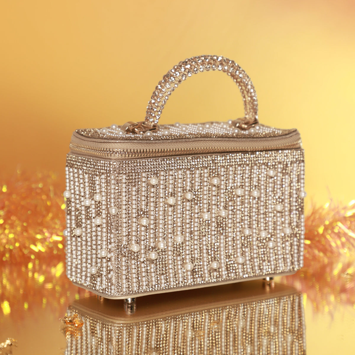 Rose Gold Pearl Cascade Vanity Bag
