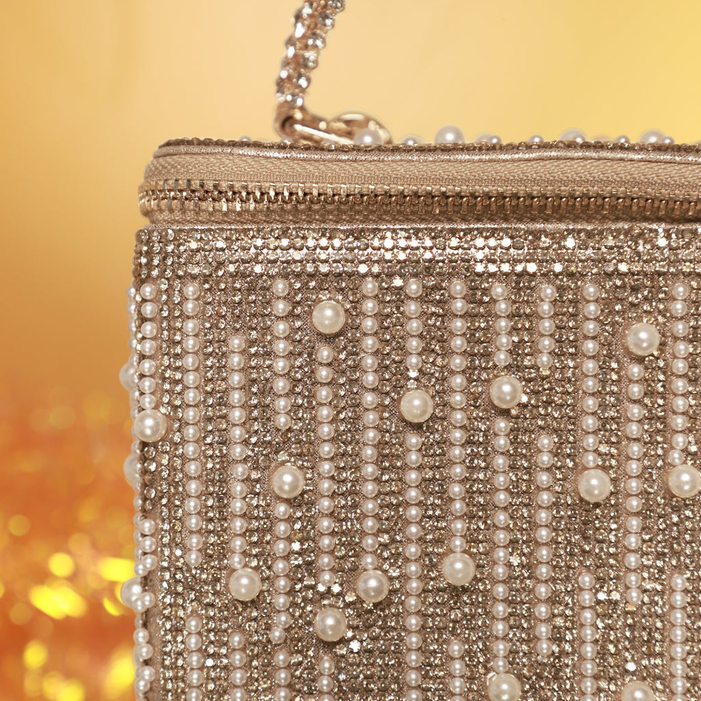 Rose Gold Pearl Cascade Vanity Bag