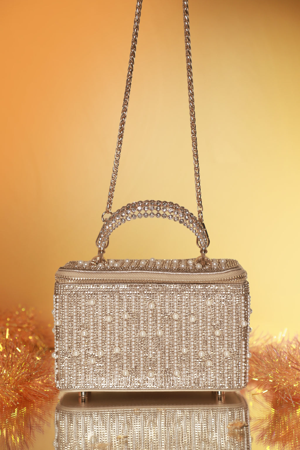 Rose Gold Pearl Cascade Vanity Bag