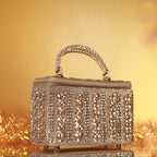 Rose Gold Crystal Leaf Luxe Vanity Bag