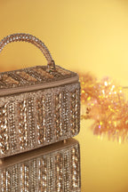 Rose Gold Crystal Leaf Luxe Vanity Bag