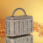 Silver Crystal Leaf Luxe Vanity Bag