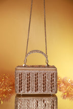 Rose Gold Crystal Leaf Luxe Vanity Bag