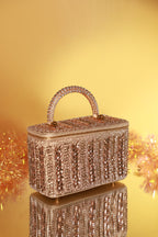 Rose Gold Crystal Leaf Luxe Vanity Bag