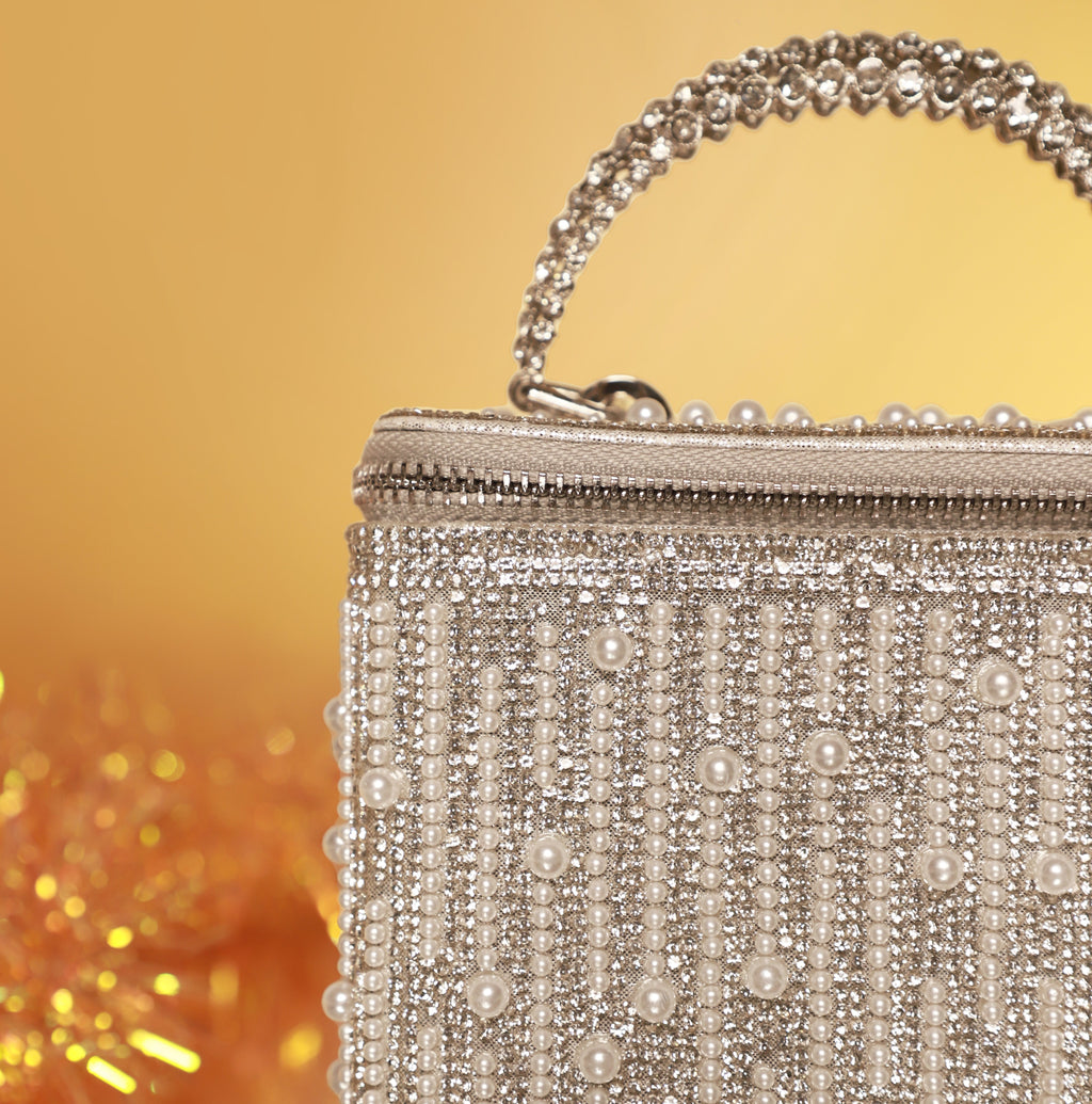 Silver Pearl Cascade Vanity Bag