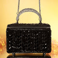 Black Crystal Leaf Luxe Vanity Bag