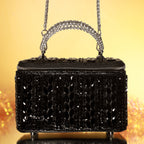 Black Crystal Leaf Luxe Vanity Bag