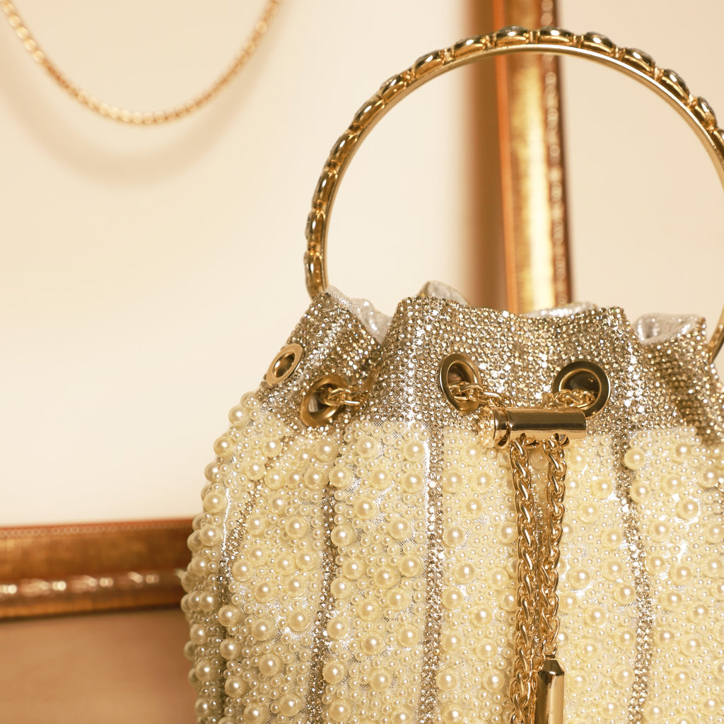 Pearl Grace Potli In Light Gold