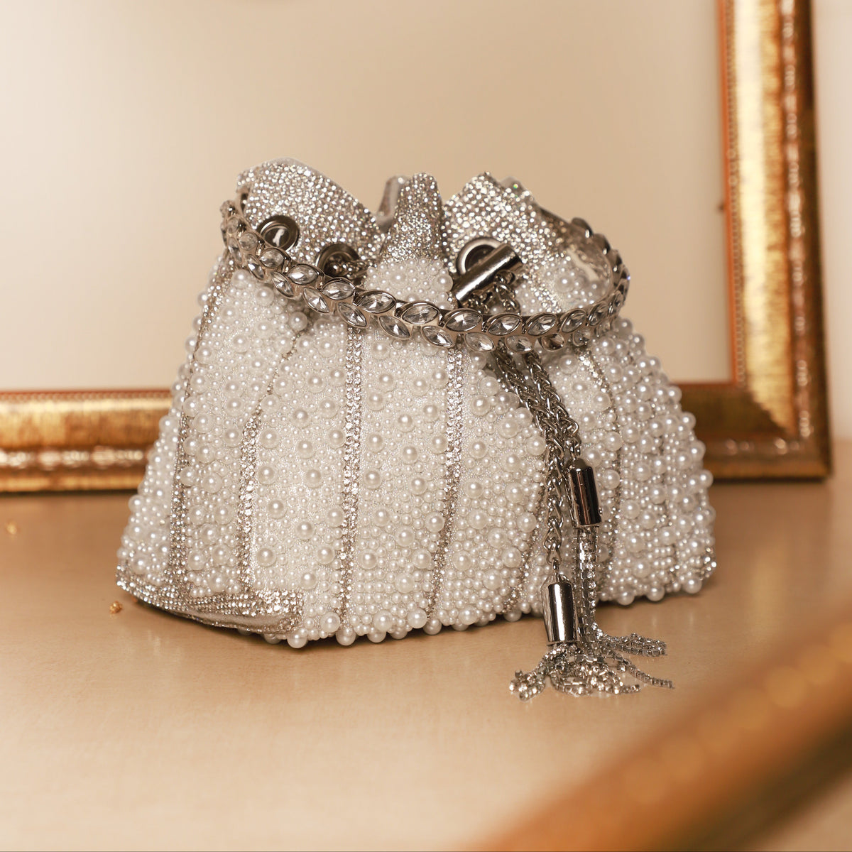 Pearl Grace Potli In White