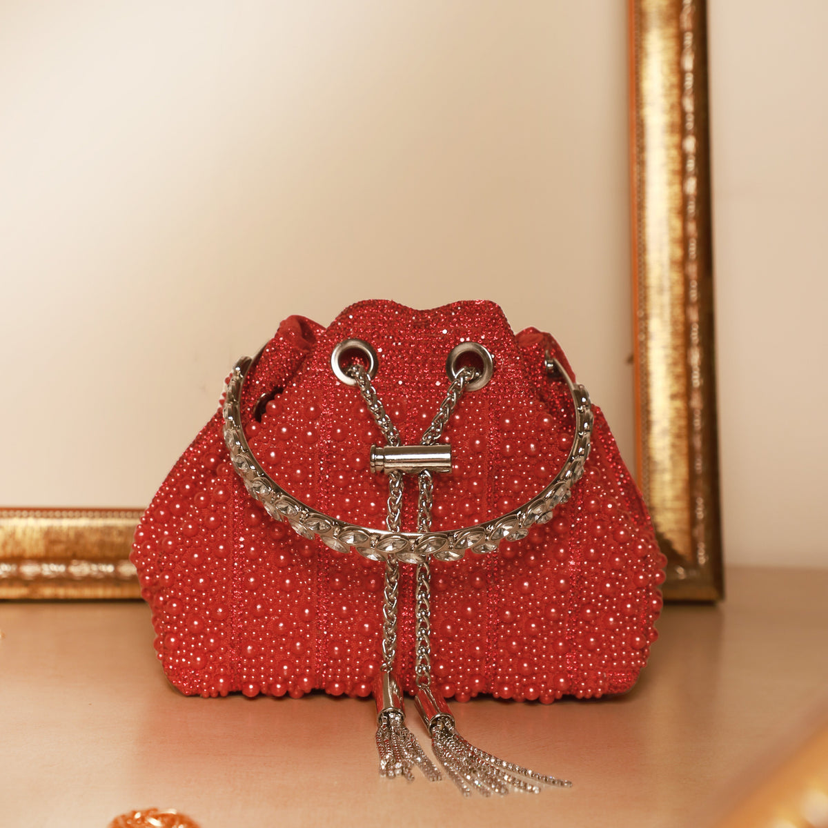 Pearl Grace Potli In Red