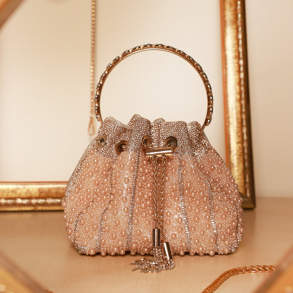 Pearl Grace Potli In Salmon Pink