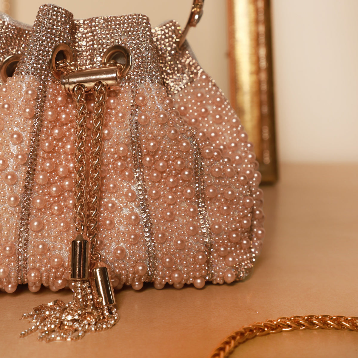 Pearl Grace Potli In Salmon Pink