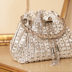 Crystelle Luxe Drawstring Bag Silver