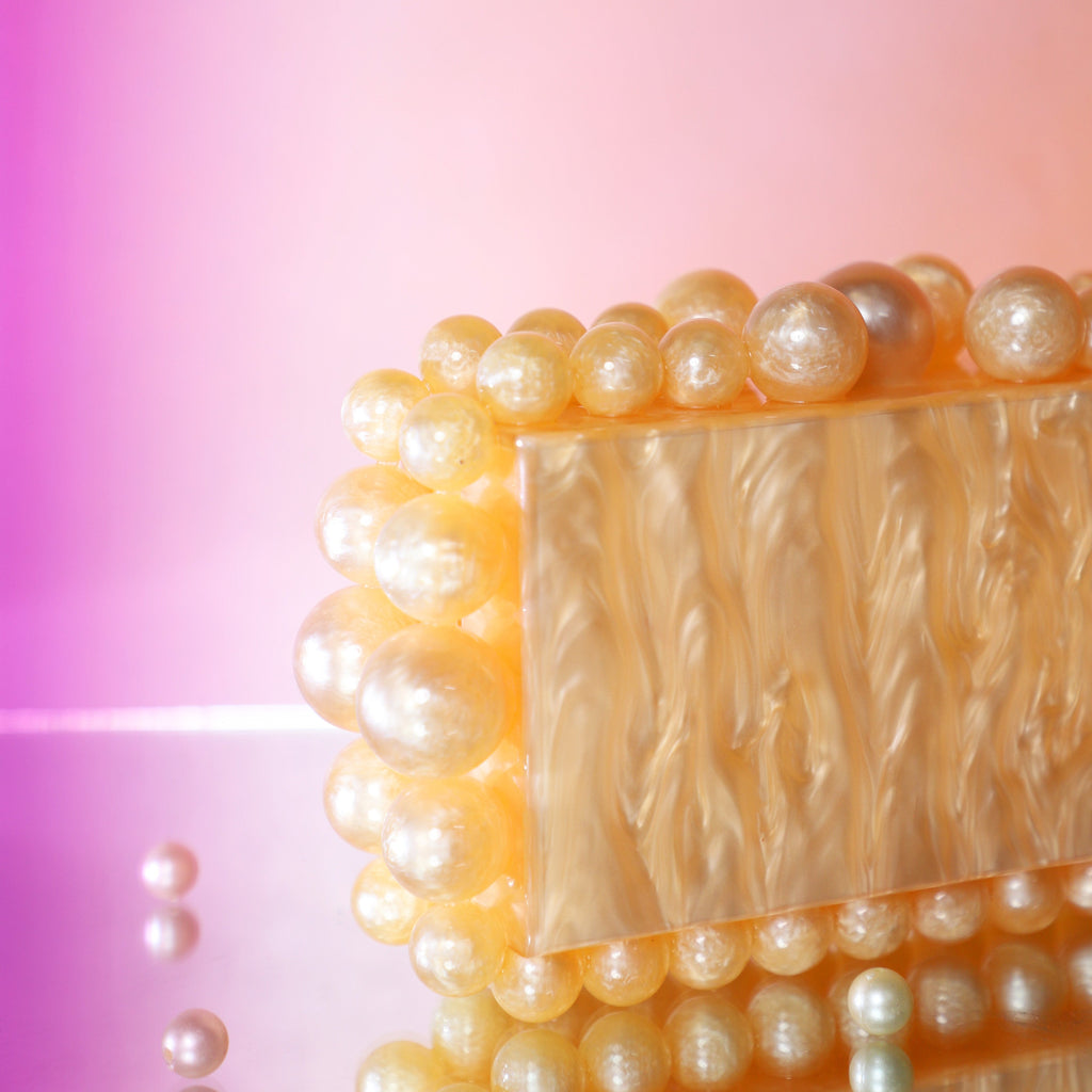 Pearl Box Acrylic Party Clutch Bag with Sling