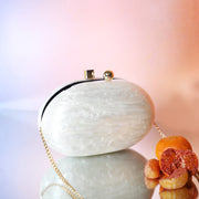 Pebble Ivory Acrylic Party Clutch with Sling