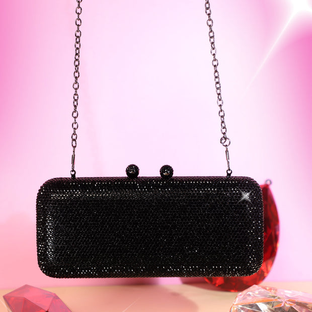 Black Crystal Clutch Rectangle